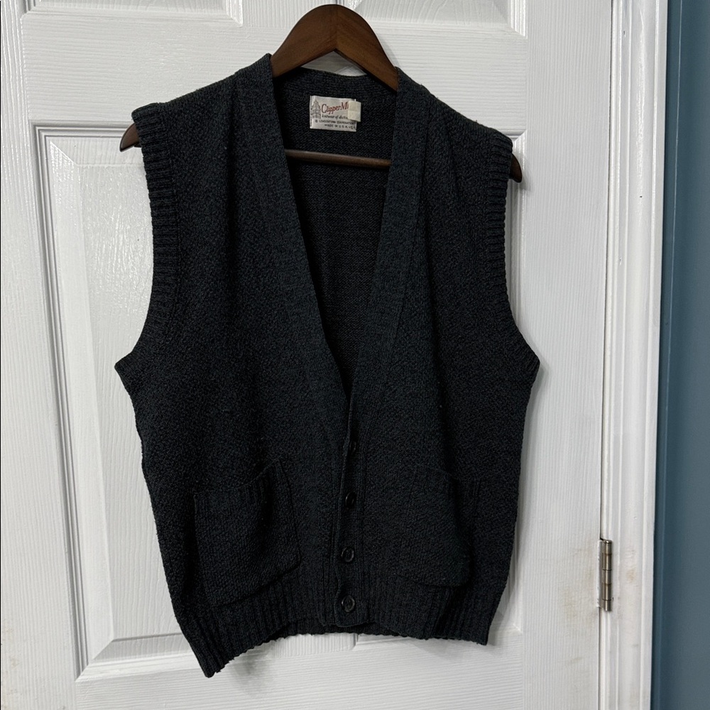 Charcoal Cardigan Vest